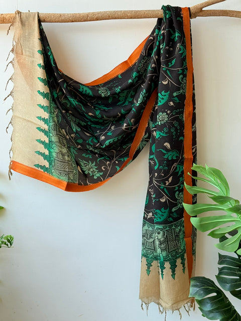 Pen kalamkari silk Dupatta