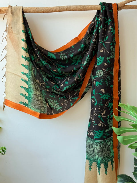 Pen kalamkari silk Dupatta