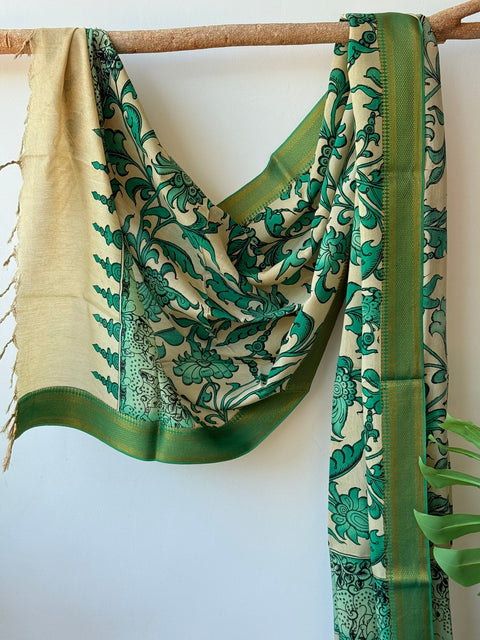 Pen kalamkari silk Dupatta