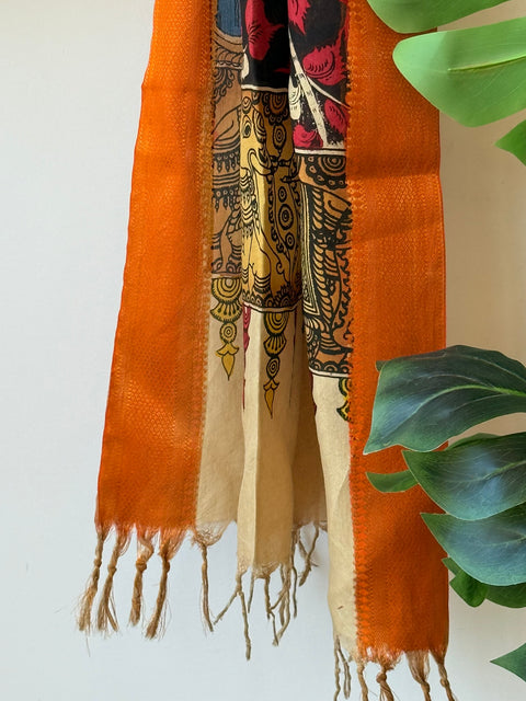 Pen kalamkari silk Dupatta