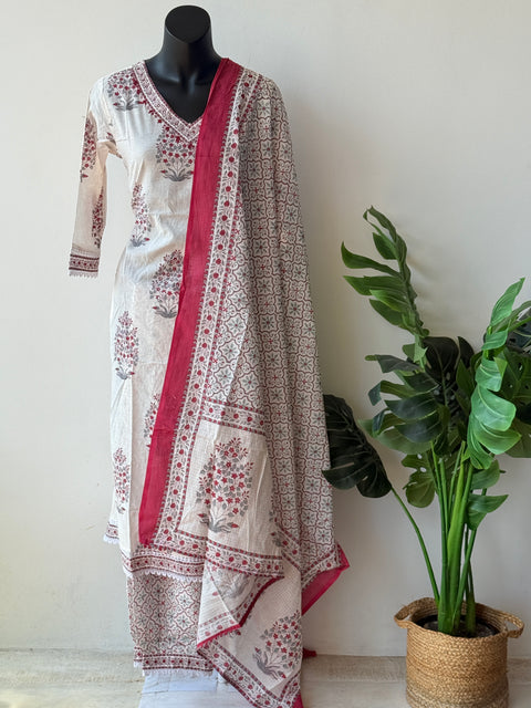 Printed cotton harem pant suit set