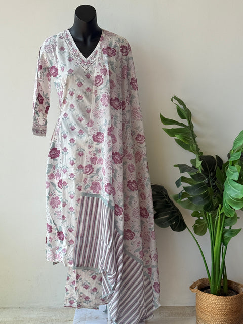 Printed cotton kurta pant set