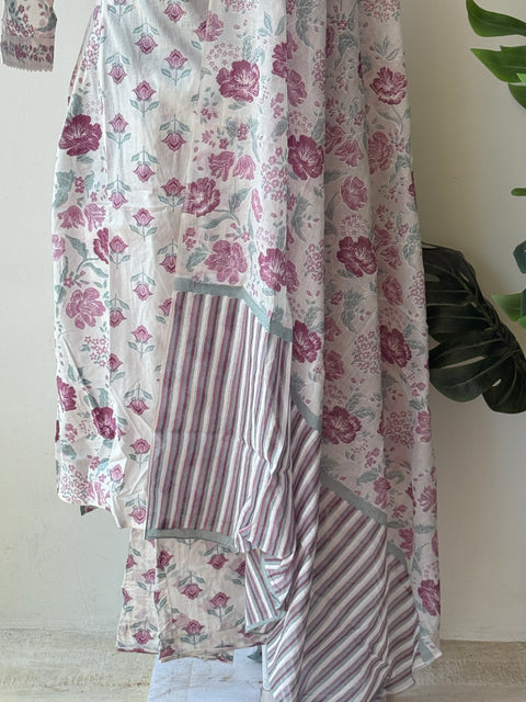 Printed cotton kurta pant set