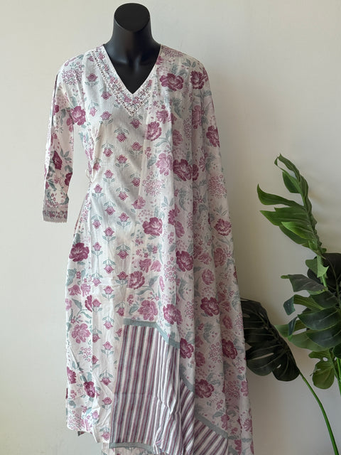Printed cotton kurta pant set