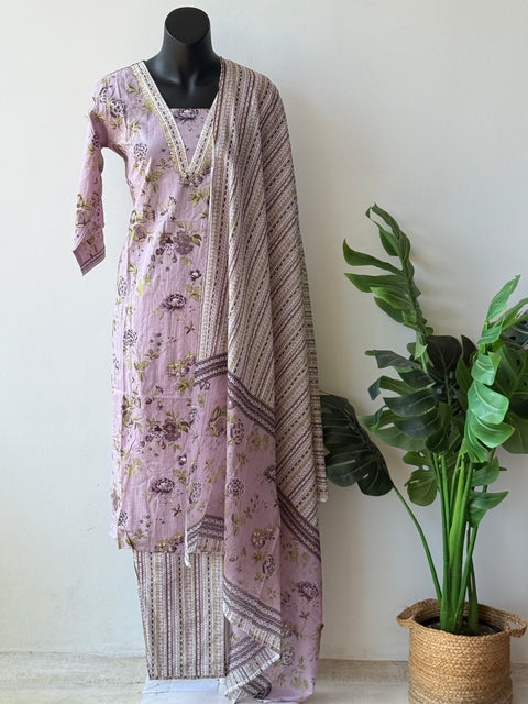 Printed cotton kurta pant set