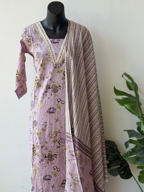 Printed cotton kurta pant set