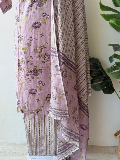 Printed cotton kurta pant set