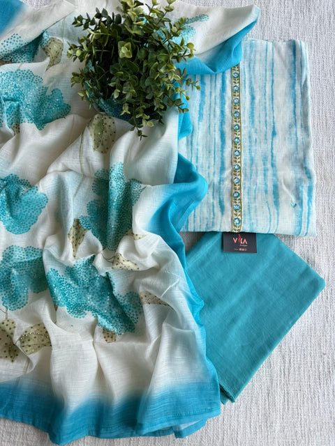 Tie and dye cotton linen suit material
