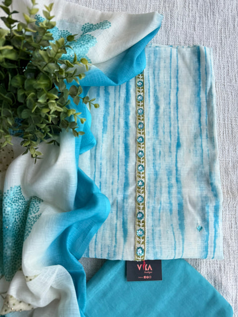 Tie and dye cotton linen suit material
