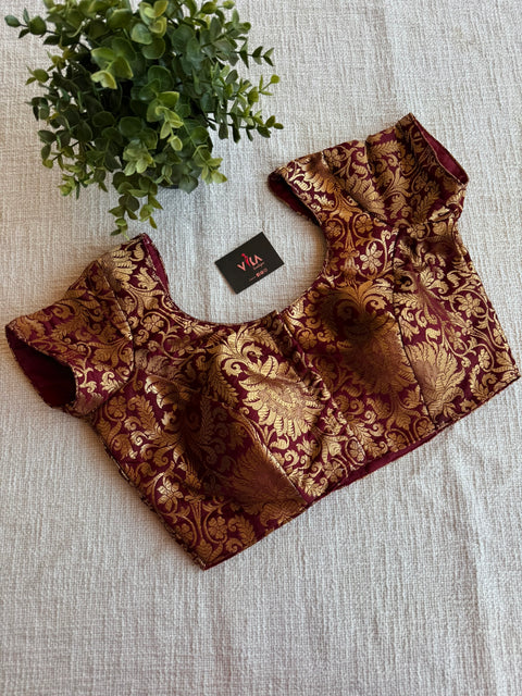 Maroon brocade Banaras silk blouse