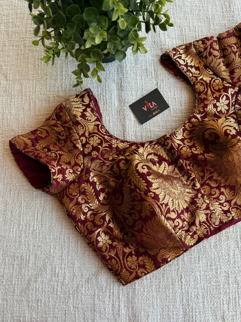 Maroon brocade Banaras silk blouse
