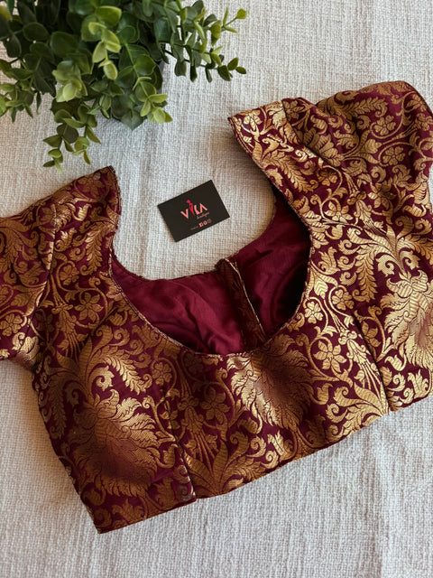 Maroon brocade Banaras silk blouse