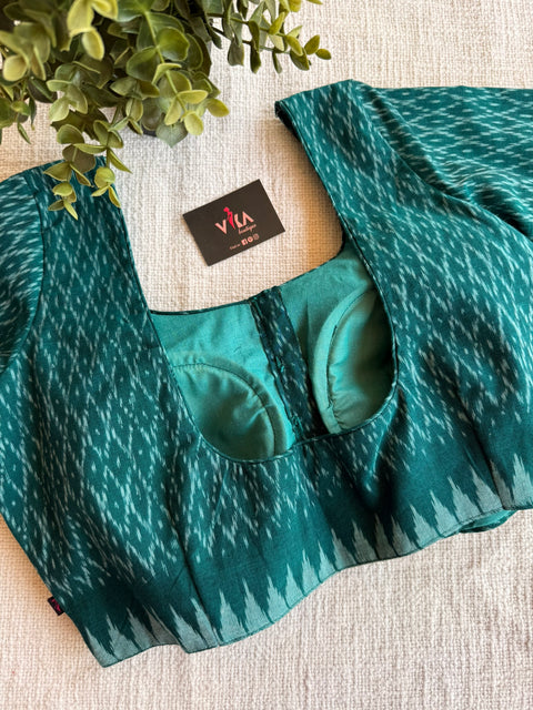Green ikat cotton blouse