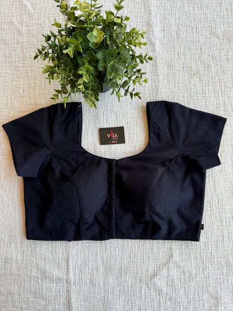 Plain black cotton blouse