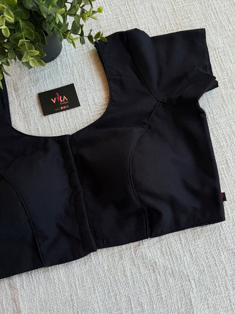 Plain black cotton blouse
