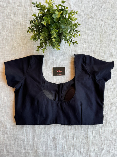 Plain black cotton blouse