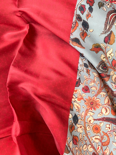 Digital printed semi Tussar satin saree