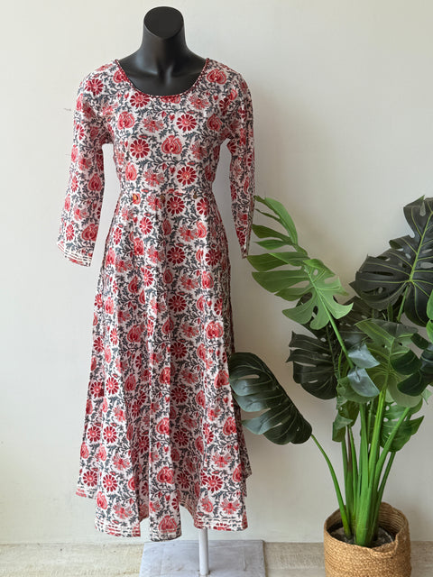 Floral printed cotton frock