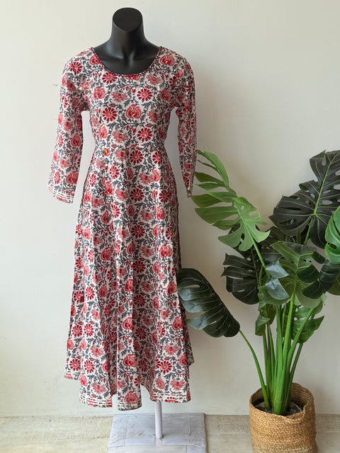 Floral printed cotton frock