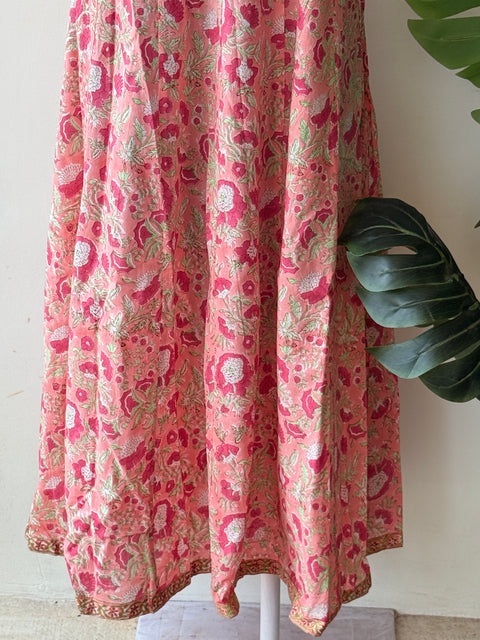 spaghetti printed cotton gown