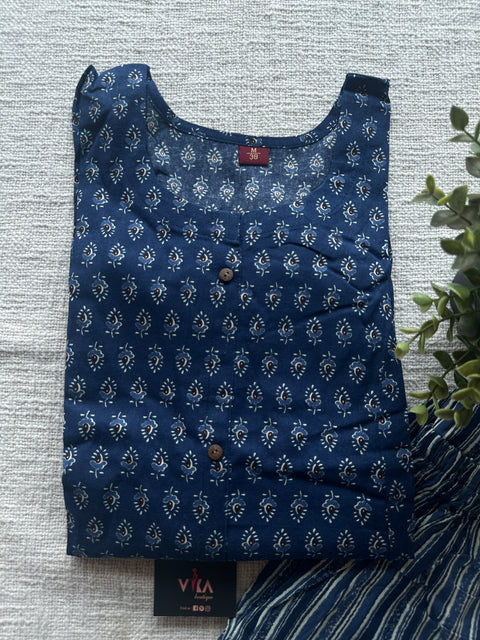 Printed cotton kurta and pant set