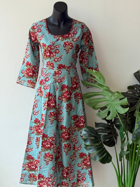 Floral printed cotton frock