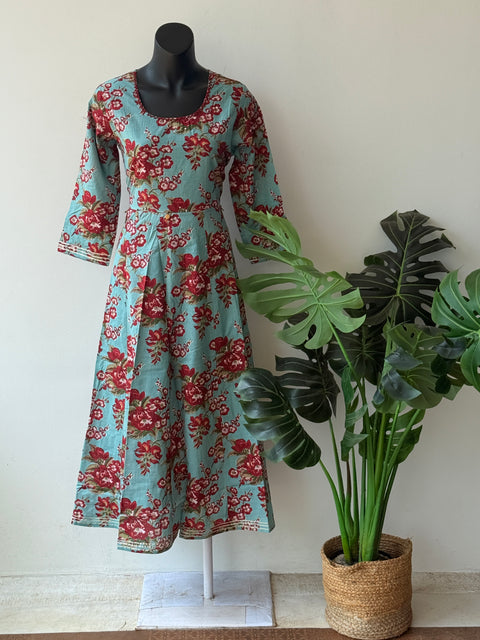 Floral printed cotton frock