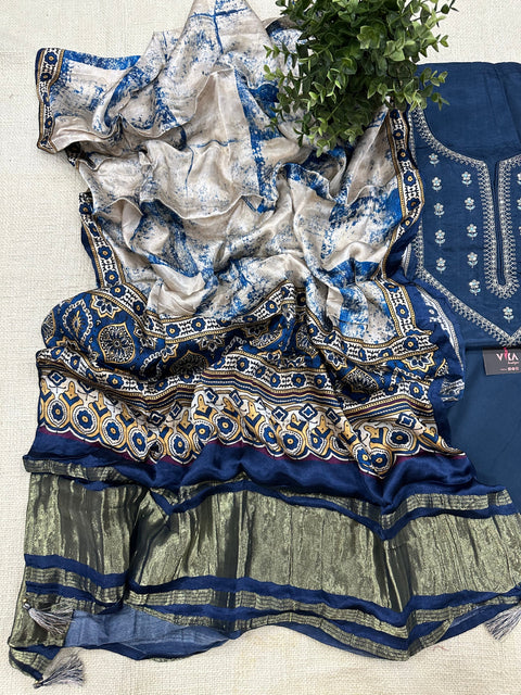 Neck emb Russian silk salwar material