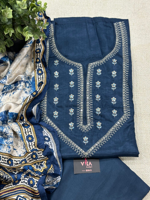 Neck emb Russian silk salwar material