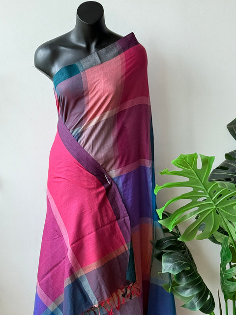Checked premium cotton saree