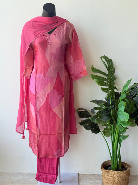 Printed tissue organza suit set