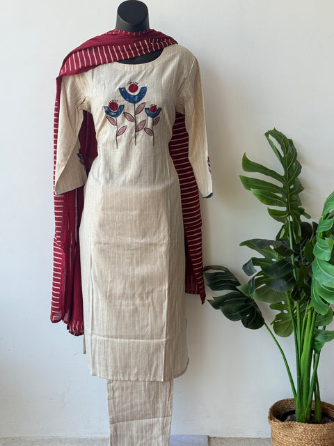 Applique work pure cotton suit set