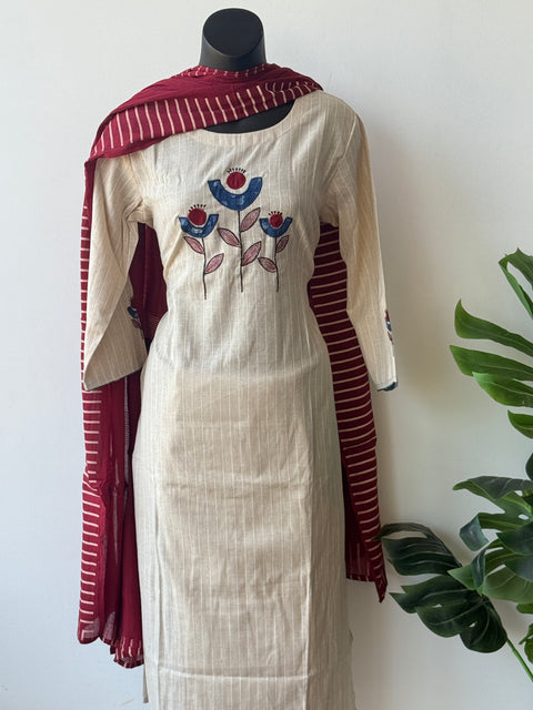 Applique work pure cotton suit set