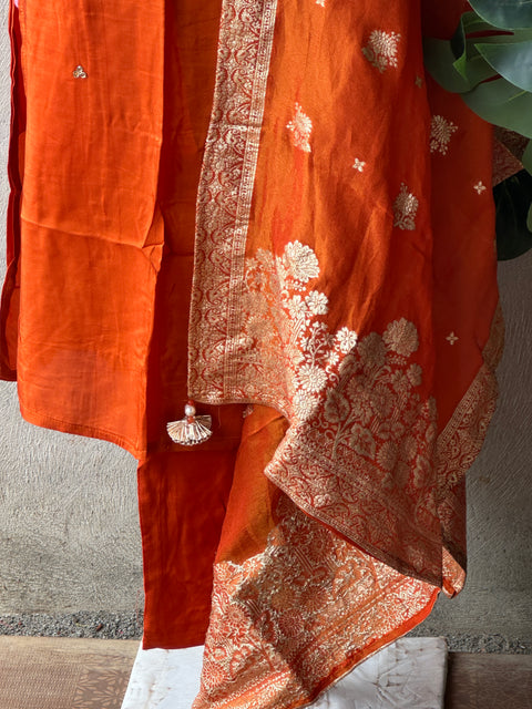 V neck partywear Dola silk ready set
