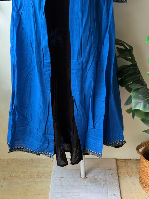Black with blue shrug cotton layered gown