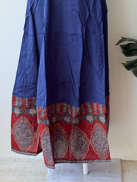 Blue ajrakh printed long Gown