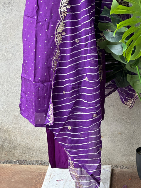 Bhandhini printed Russian silk set