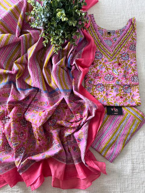 Hand work Bagru Printed cotton kurti