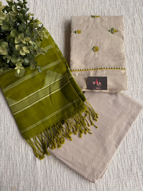 Cotton suit set with jamdhani dupatta