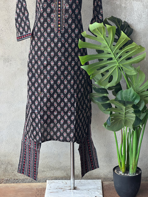 Printed cambric cotton kurti pant