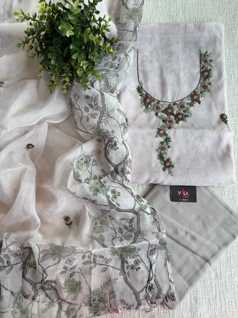 Hand emb organza salwar material