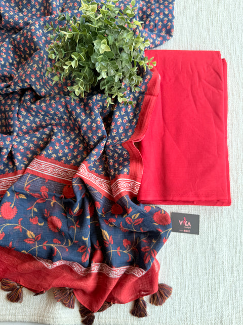 Handloom cotton set with kota dupatta