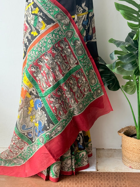Pen kalamkari chanderi silk saree