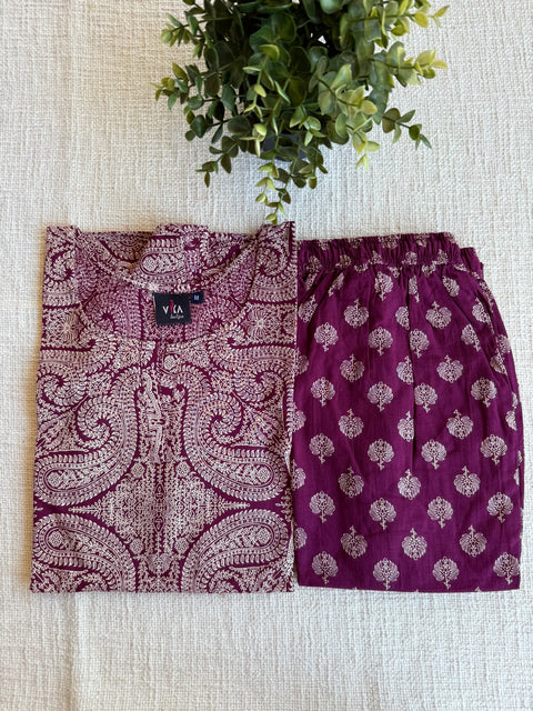M size printed Cord Night suit