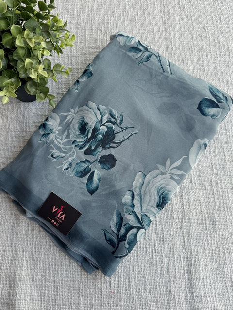 Floral printed georgette saree