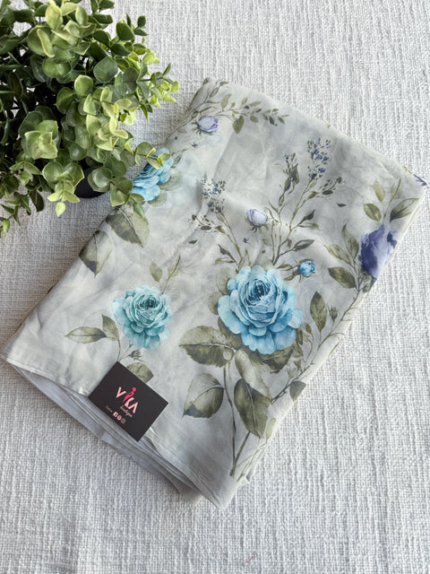 Floral printed georgette saree