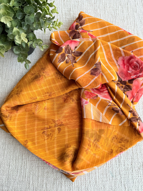 Floral printed georgette saree