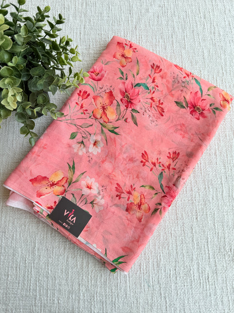 Floral printed georgette saree