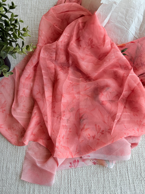 Floral printed georgette saree