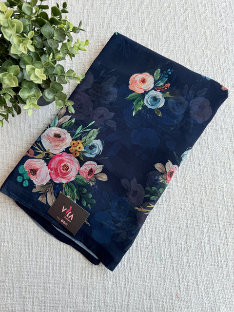 Floral printed georgette saree
